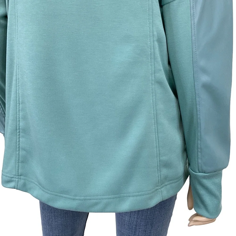 TAHARI Sport Jacket Women 1X Green Long Sleeve Knit Mixed Media Wrap Snap NWT